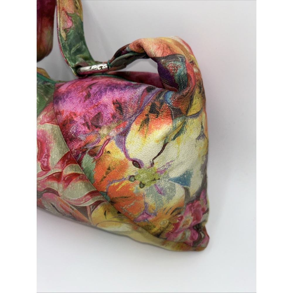HTF HOBO International Summer Garden Painted Leather Slouchy Shoulder & Dust Bag - Picture 5 of 9